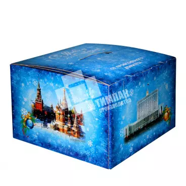 Коробка для фасовки корпоративных подарков с пластиковой ручкой