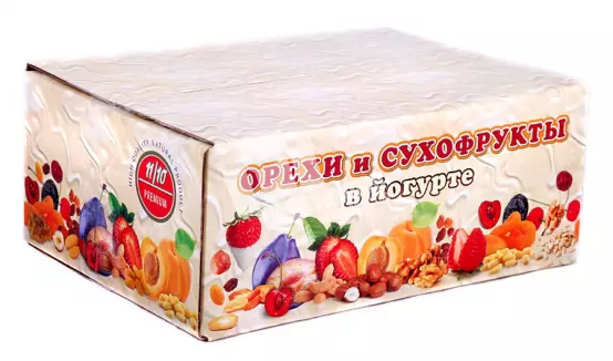 Коробка четырехклапанная для орехов и сухофруктов